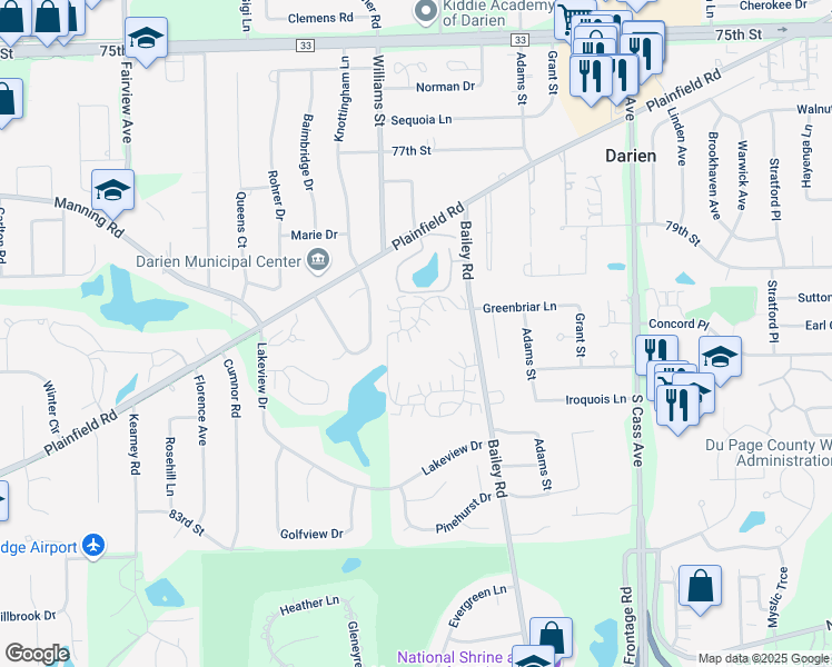 map of restaurants, bars, coffee shops, grocery stores, and more near 1514 Stewart Drive in Darien