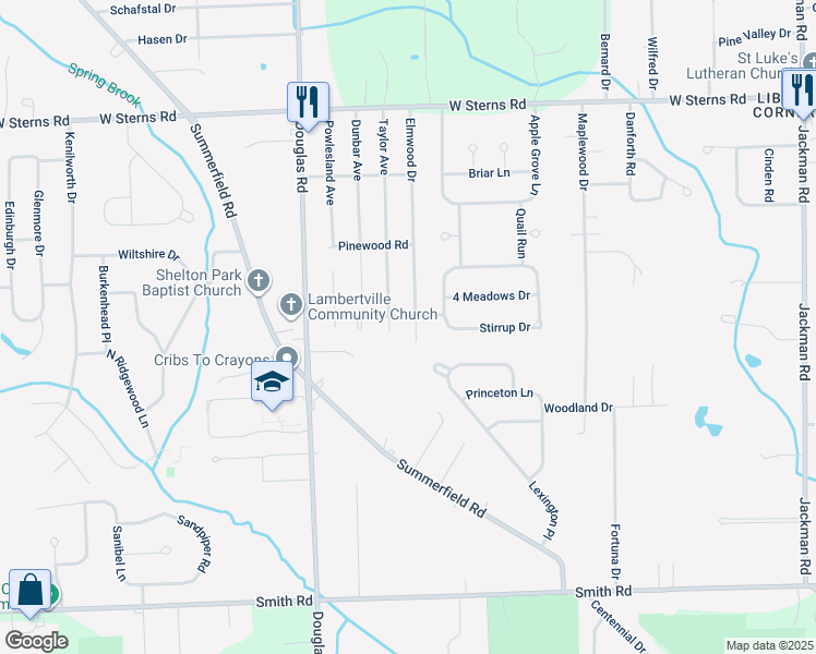 map of restaurants, bars, coffee shops, grocery stores, and more near 2321 Oakdale Avenue in Temperance