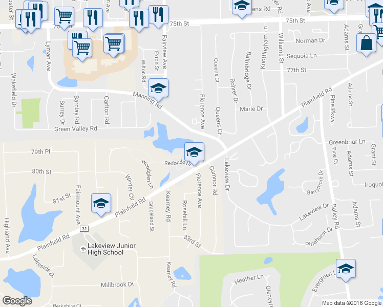 map of restaurants, bars, coffee shops, grocery stores, and more near 7908 Summer Ln in Downers Grove