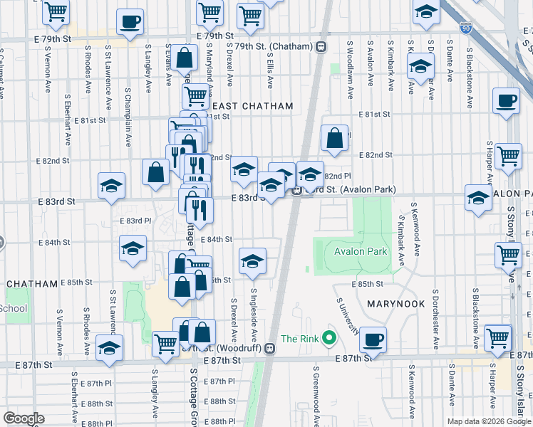 map of restaurants, bars, coffee shops, grocery stores, and more near in Chicago