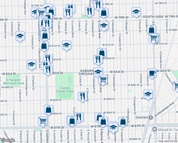 map of restaurants, bars, coffee shops, grocery stores, and more near in Chicago