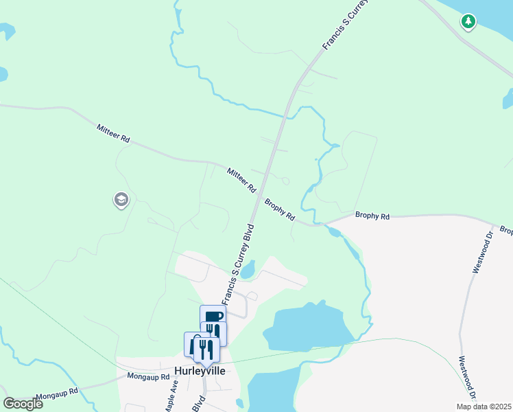 map of restaurants, bars, coffee shops, grocery stores, and more near 323 Main Street in Hurleyville
