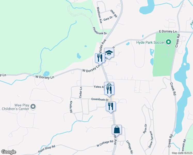 map of restaurants, bars, coffee shops, grocery stores, and more near 10 Walnut St in Poughkeepsie