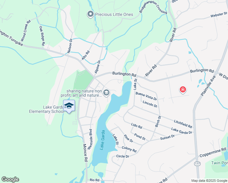 map of restaurants, bars, coffee shops, grocery stores, and more near 5 Washington Circle in Burlington