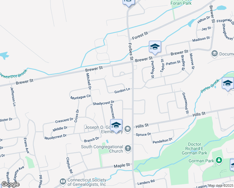 map of restaurants, bars, coffee shops, grocery stores, and more near 51 Gordon Lane in East Hartford