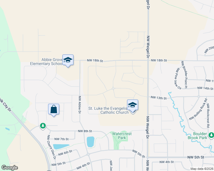 map of restaurants, bars, coffee shops, grocery stores, and more near 1507 Abbie Drive in Ankeny