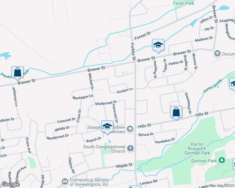 map of restaurants, bars, coffee shops, grocery stores, and more near 51 Gordon Lane in East Hartford