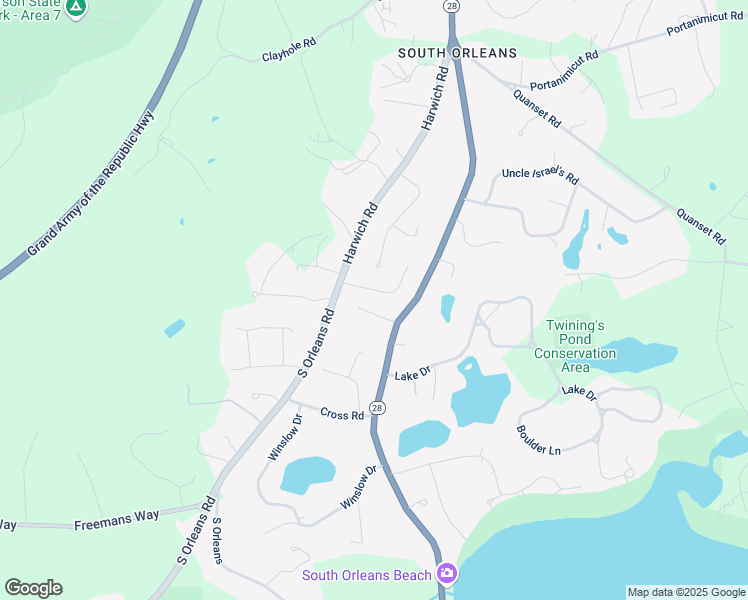 map of restaurants, bars, coffee shops, grocery stores, and more near 9 Woodridge Rd in Orleans