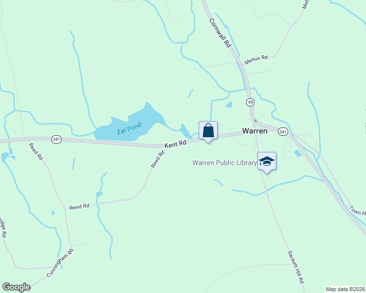 map of restaurants, bars, coffee shops, grocery stores, and more near 34 Kent Road in Warren