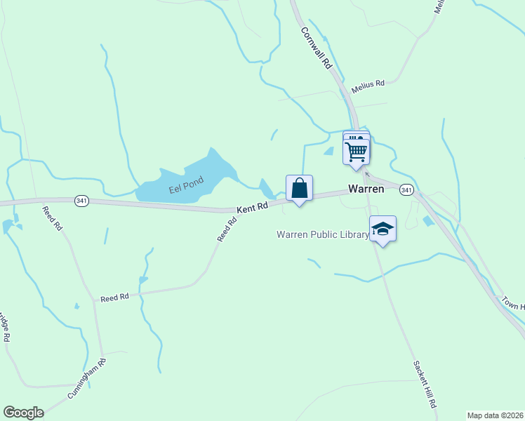 map of restaurants, bars, coffee shops, grocery stores, and more near 34 Kent Road in Warren