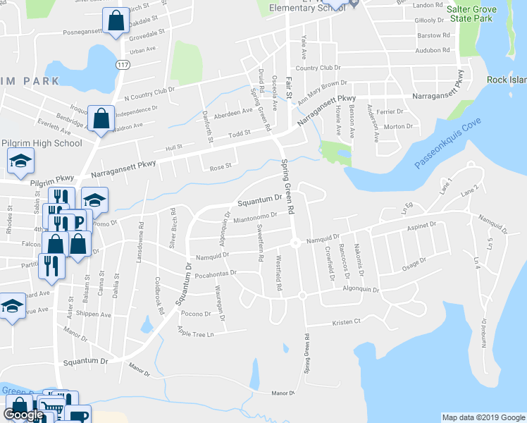 map of restaurants, bars, coffee shops, grocery stores, and more near 20 Sweetfern Road in Warwick