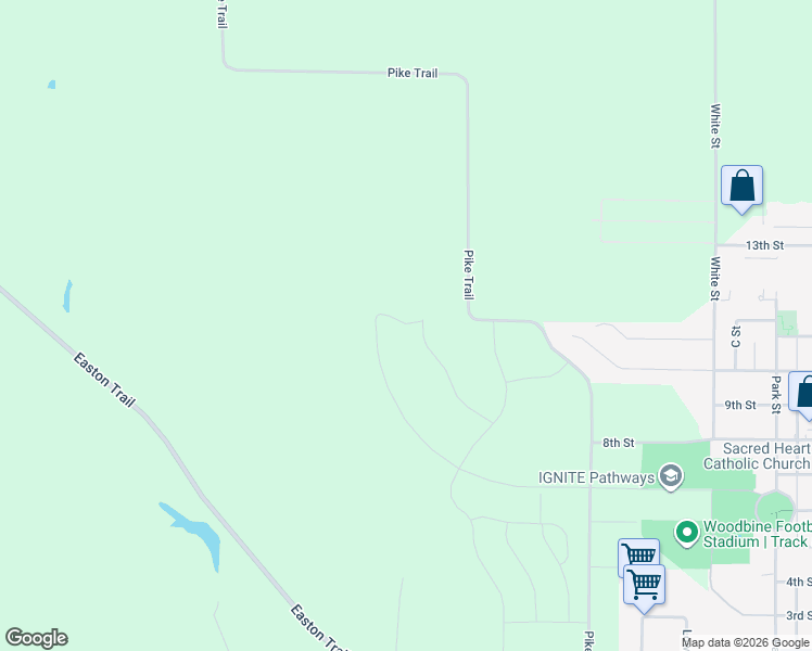 map of restaurants, bars, coffee shops, grocery stores, and more near 118 Ridgeline Road in Woodbine