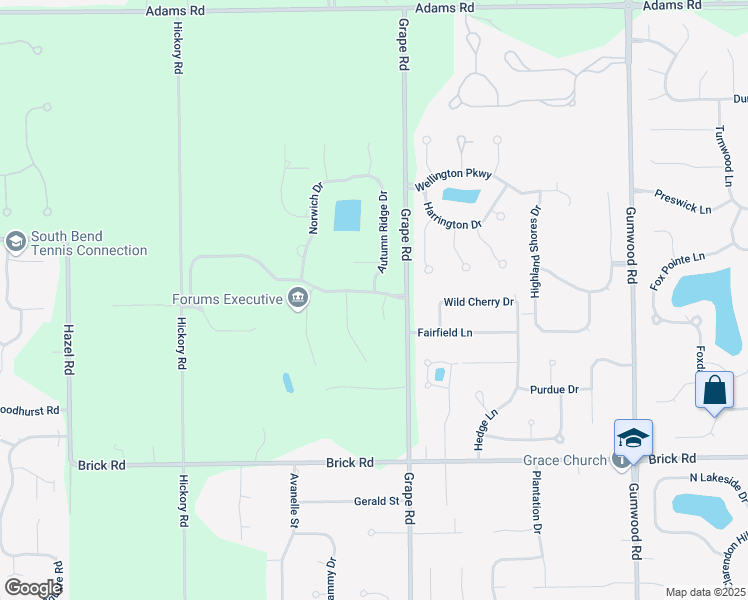 map of restaurants, bars, coffee shops, grocery stores, and more near 16560-16598 Woodland Hills Drive in Granger