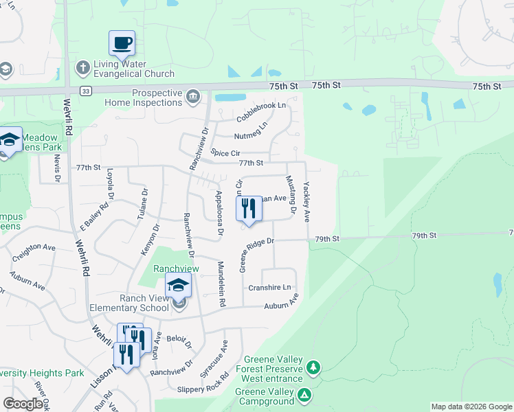 map of restaurants, bars, coffee shops, grocery stores, and more near 1804 Arabian Avenue in Naperville