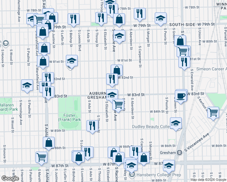map of restaurants, bars, coffee shops, grocery stores, and more near in Chicago