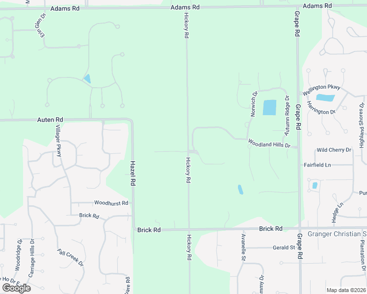 map of restaurants, bars, coffee shops, grocery stores, and more near 51645 Hickory Road in Granger