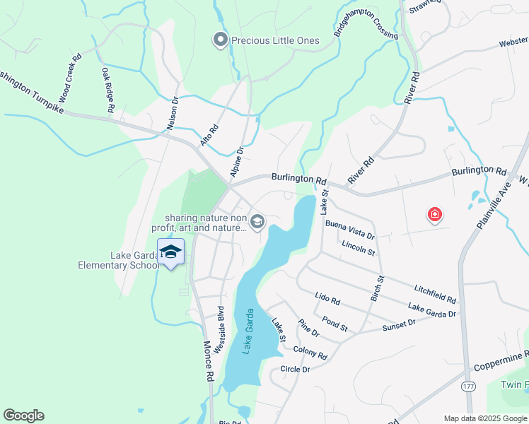 map of restaurants, bars, coffee shops, grocery stores, and more near 5 Washington Circle in Burlington