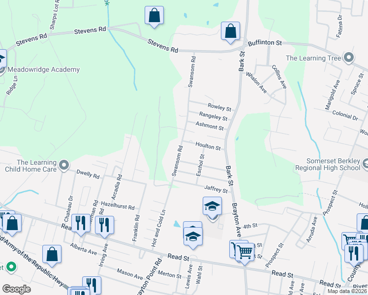 map of restaurants, bars, coffee shops, grocery stores, and more near 99 Swansom Road in Swansea