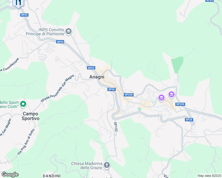 map of restaurants, bars, coffee shops, grocery stores, and more near 18-20 Via della Peschiera in Anagni