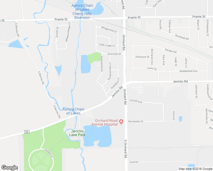 map of restaurants, bars, coffee shops, grocery stores, and more near 942 Honeysuckle Lane in Aurora