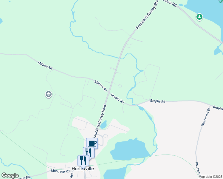 map of restaurants, bars, coffee shops, grocery stores, and more near 9 Brophy Road in Hurleyville