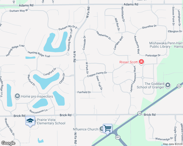 map of restaurants, bars, coffee shops, grocery stores, and more near 14716 Wheaton Drive in Granger