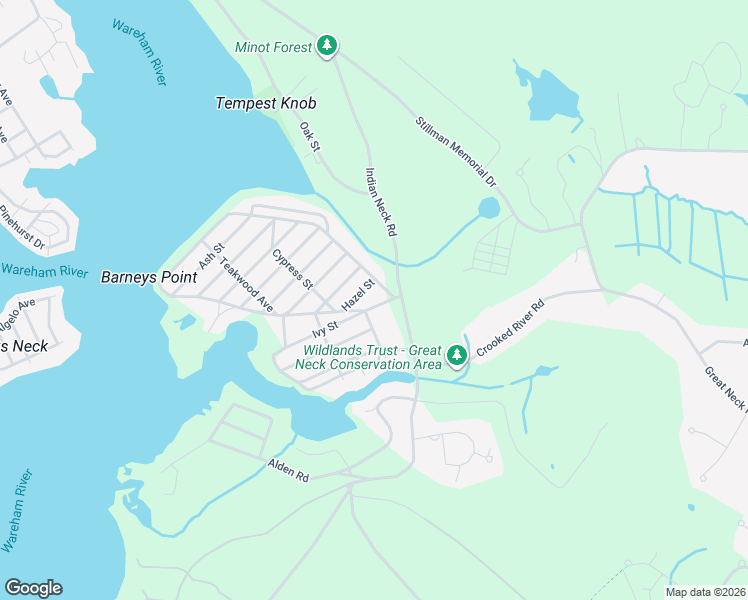 map of restaurants, bars, coffee shops, grocery stores, and more near 15 Hazel Street in Wareham