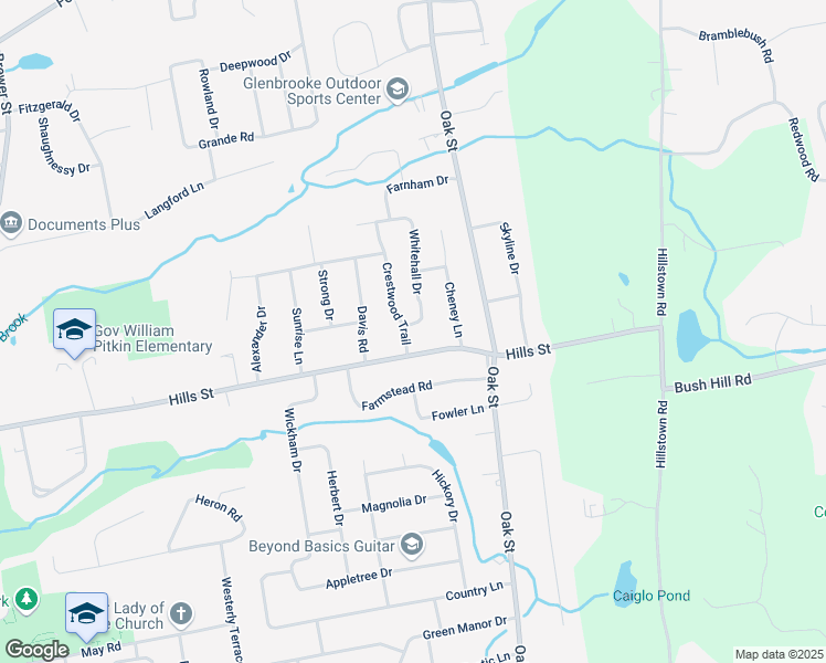 map of restaurants, bars, coffee shops, grocery stores, and more near 48 Crestwood Trail in East Hartford