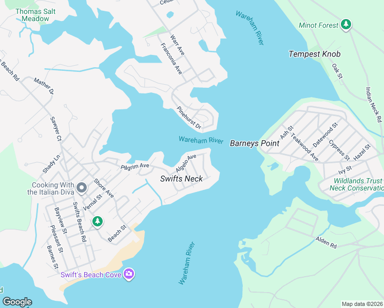 map of restaurants, bars, coffee shops, grocery stores, and more near 24 Algelo Avenue in Wareham