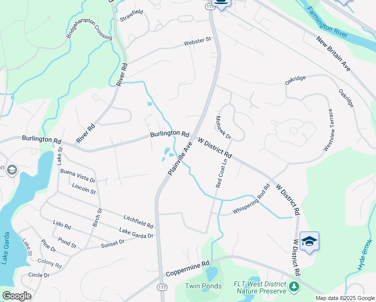 map of restaurants, bars, coffee shops, grocery stores, and more near 403 Plainville Avenue in Farmington