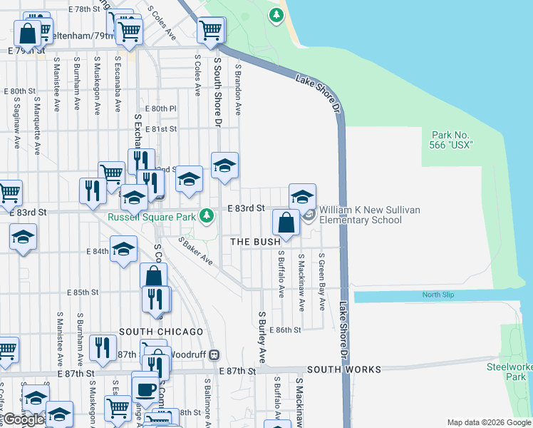 map of restaurants, bars, coffee shops, grocery stores, and more near in Chicago
