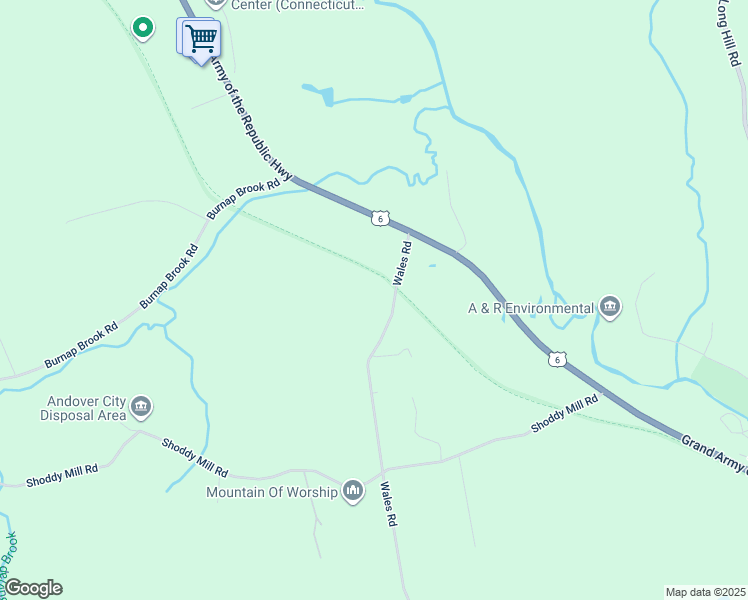 map of restaurants, bars, coffee shops, grocery stores, and more near 142 Wales Road in Andover