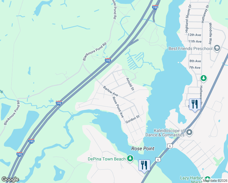 map of restaurants, bars, coffee shops, grocery stores, and more near 7 Donald Street in Wareham
