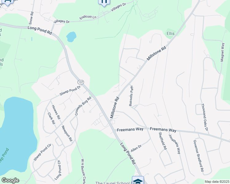 map of restaurants, bars, coffee shops, grocery stores, and more near 1182 Millstone Road in Brewster