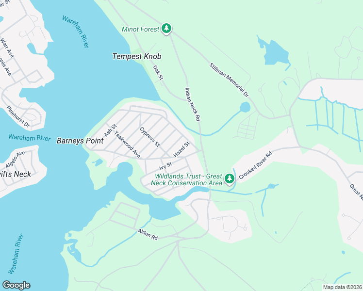 map of restaurants, bars, coffee shops, grocery stores, and more near 15 Hazel Street in Wareham