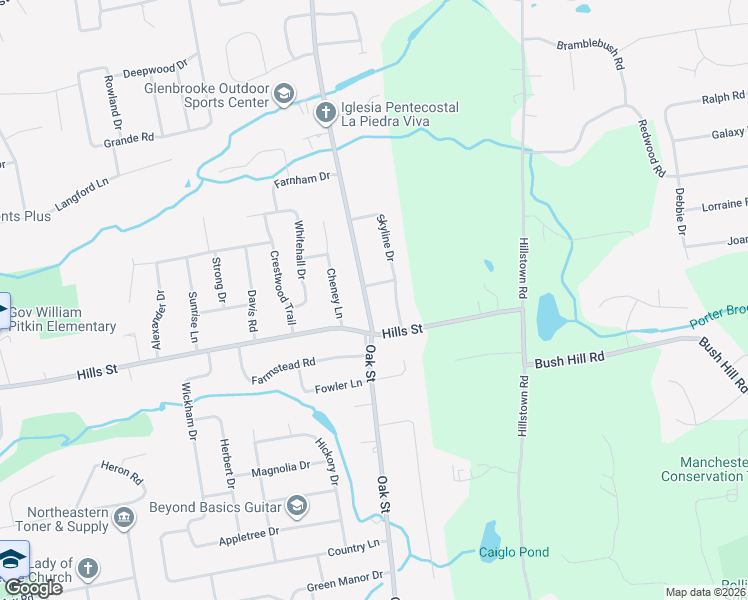 map of restaurants, bars, coffee shops, grocery stores, and more near 103 Skyline Drive in East Hartford