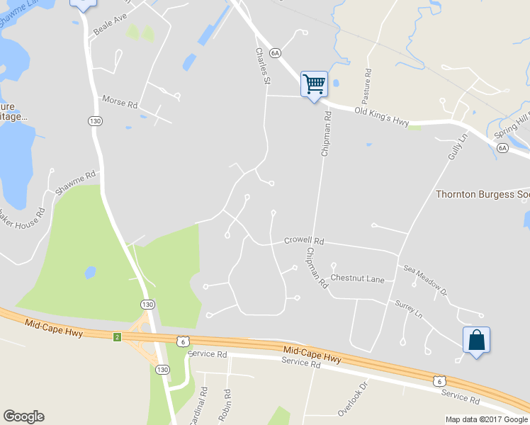 map of restaurants, bars, coffee shops, grocery stores, and more near 9 Haystack Lane in Sandwich