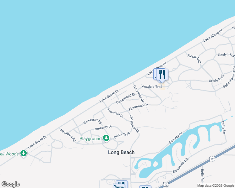 map of restaurants, bars, coffee shops, grocery stores, and more near 2201 Lake Shore Drive in Long Beach