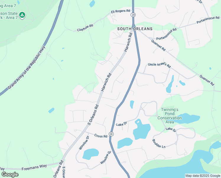 map of restaurants, bars, coffee shops, grocery stores, and more near 39 Lowell Drive in Orleans