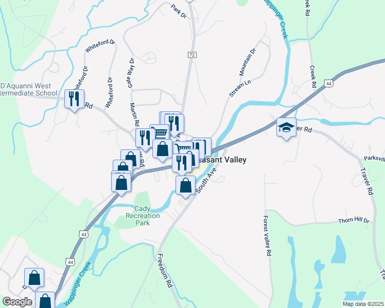 map of restaurants, bars, coffee shops, grocery stores, and more near 1609 Main Street in Pleasant Valley
