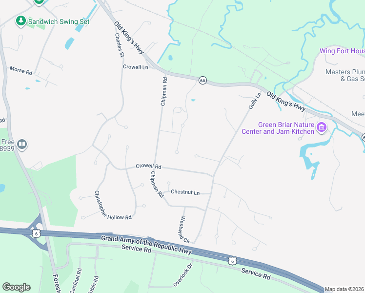 map of restaurants, bars, coffee shops, grocery stores, and more near 5 Rockhill Road in Sandwich