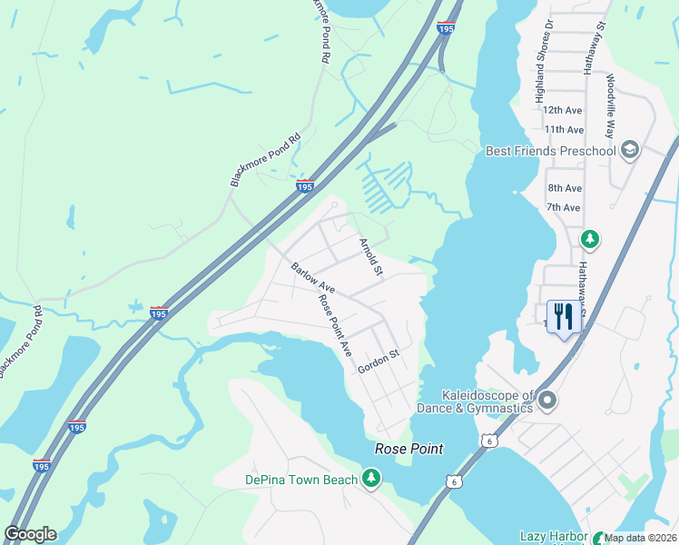 map of restaurants, bars, coffee shops, grocery stores, and more near 7 Donald Street in Wareham