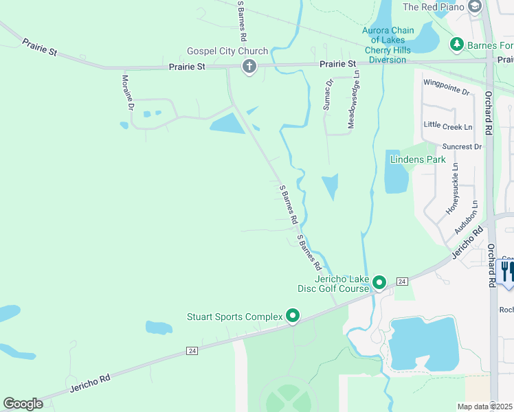 map of restaurants, bars, coffee shops, grocery stores, and more near 8S436 South Barnes Road in Aurora