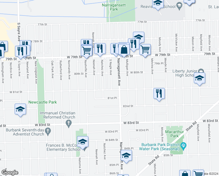 map of restaurants, bars, coffee shops, grocery stores, and more near 8042 Nagle Avenue in Burbank