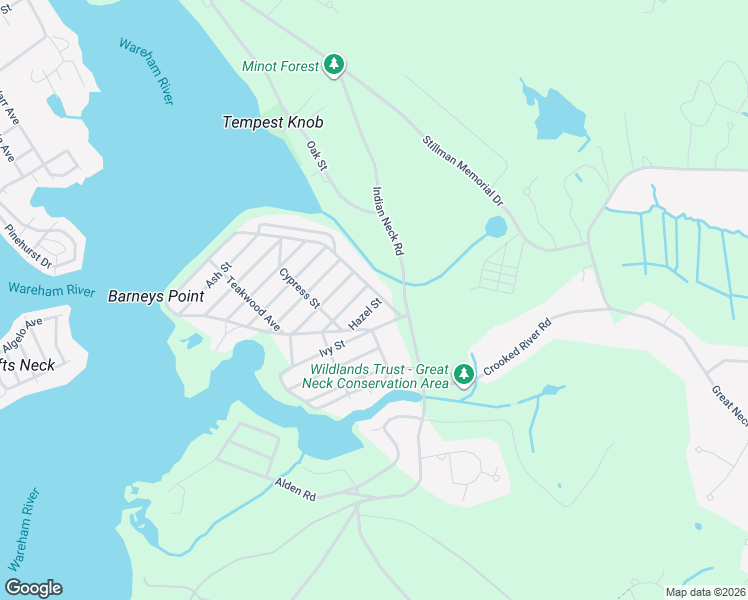 map of restaurants, bars, coffee shops, grocery stores, and more near 15 Hazel Street in Wareham