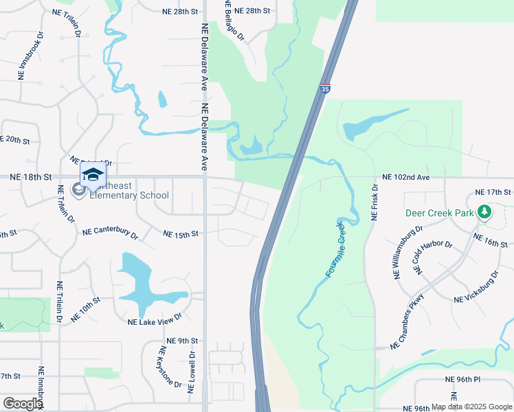 map of restaurants, bars, coffee shops, grocery stores, and more near 1207 Northeast Windsor Drive in Ankeny