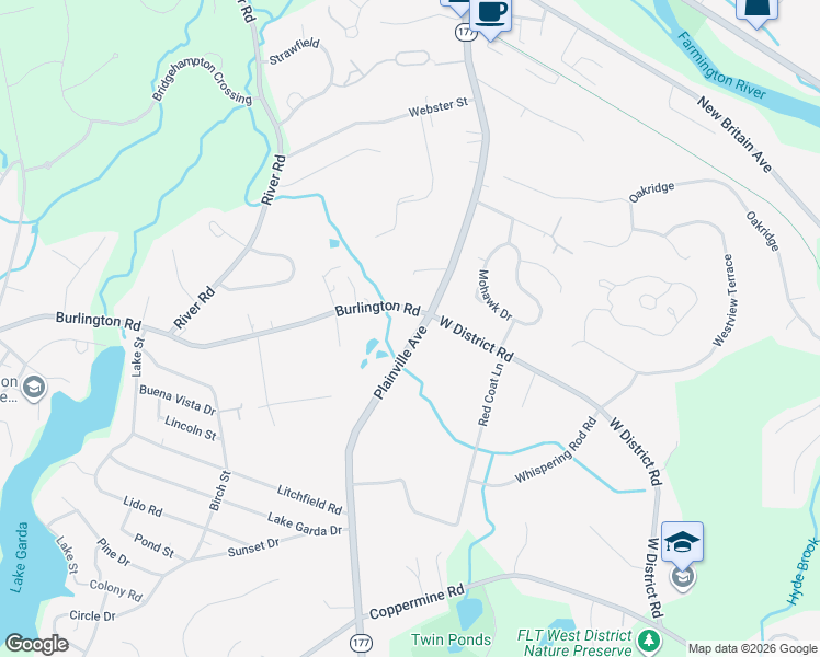 map of restaurants, bars, coffee shops, grocery stores, and more near 390 Plainville Avenue in Farmington