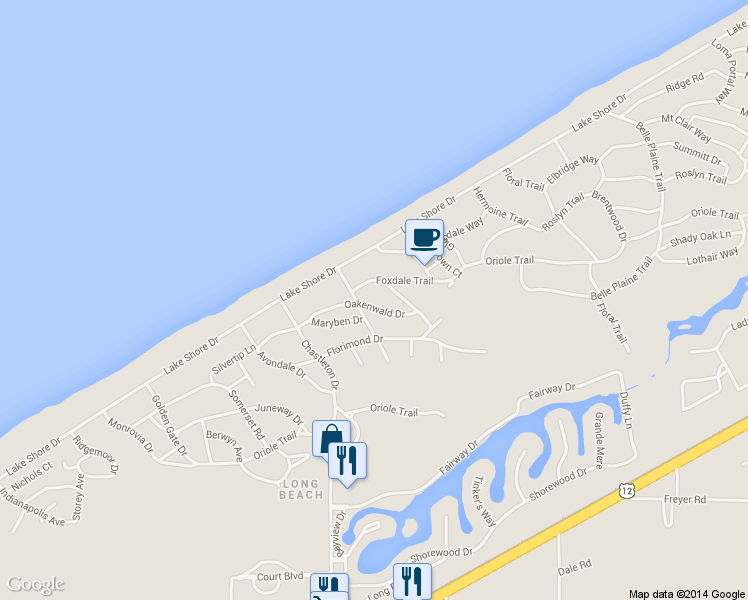 map of restaurants, bars, coffee shops, grocery stores, and more near 2305 Hazeltine Drive in Long Beach