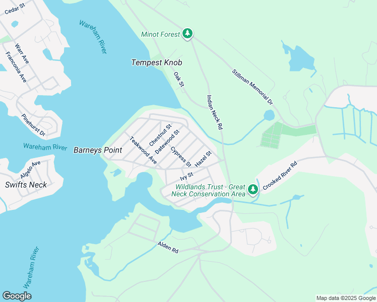 map of restaurants, bars, coffee shops, grocery stores, and more near 12 Fir Street in Wareham