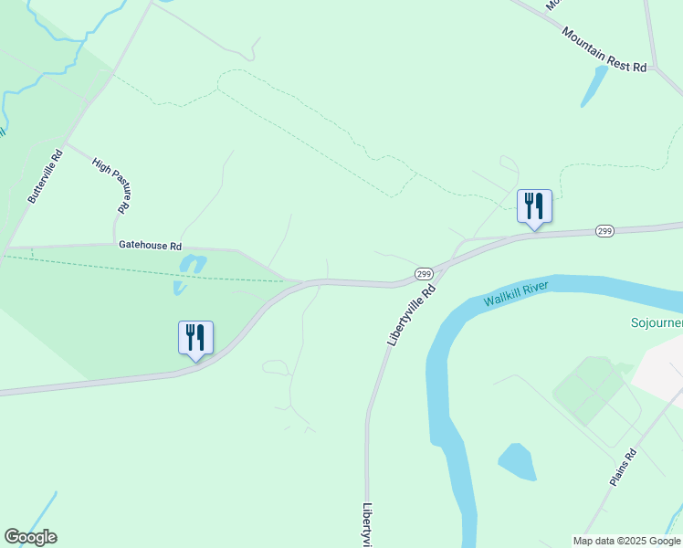 map of restaurants, bars, coffee shops, grocery stores, and more near 29 New York 299 in New Paltz